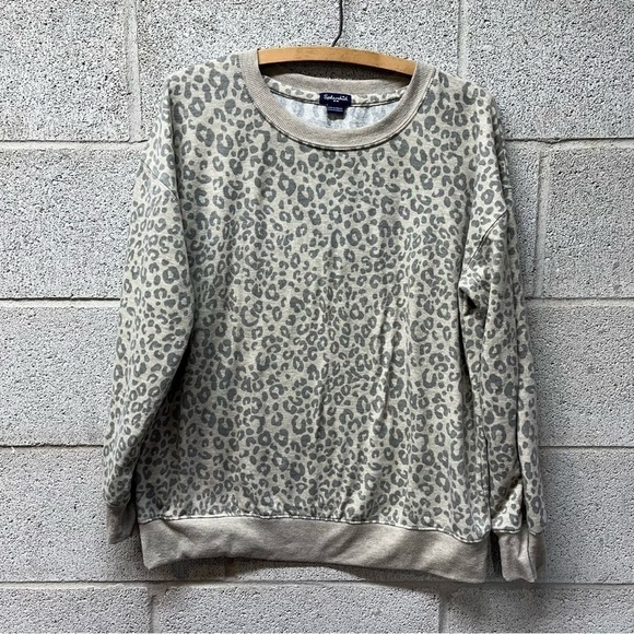 Splendid Grey Leopard Print Sweatshirt - Picture 1 of 6